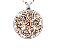 14K Rose & White Gold 0.28cttw Quebec Provincial Flower Diamond Necklace
