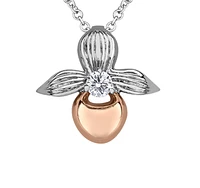 14K Rose & White Gold 0.14cttw Prince Edward Island Provincial Flower Diamond Necklace