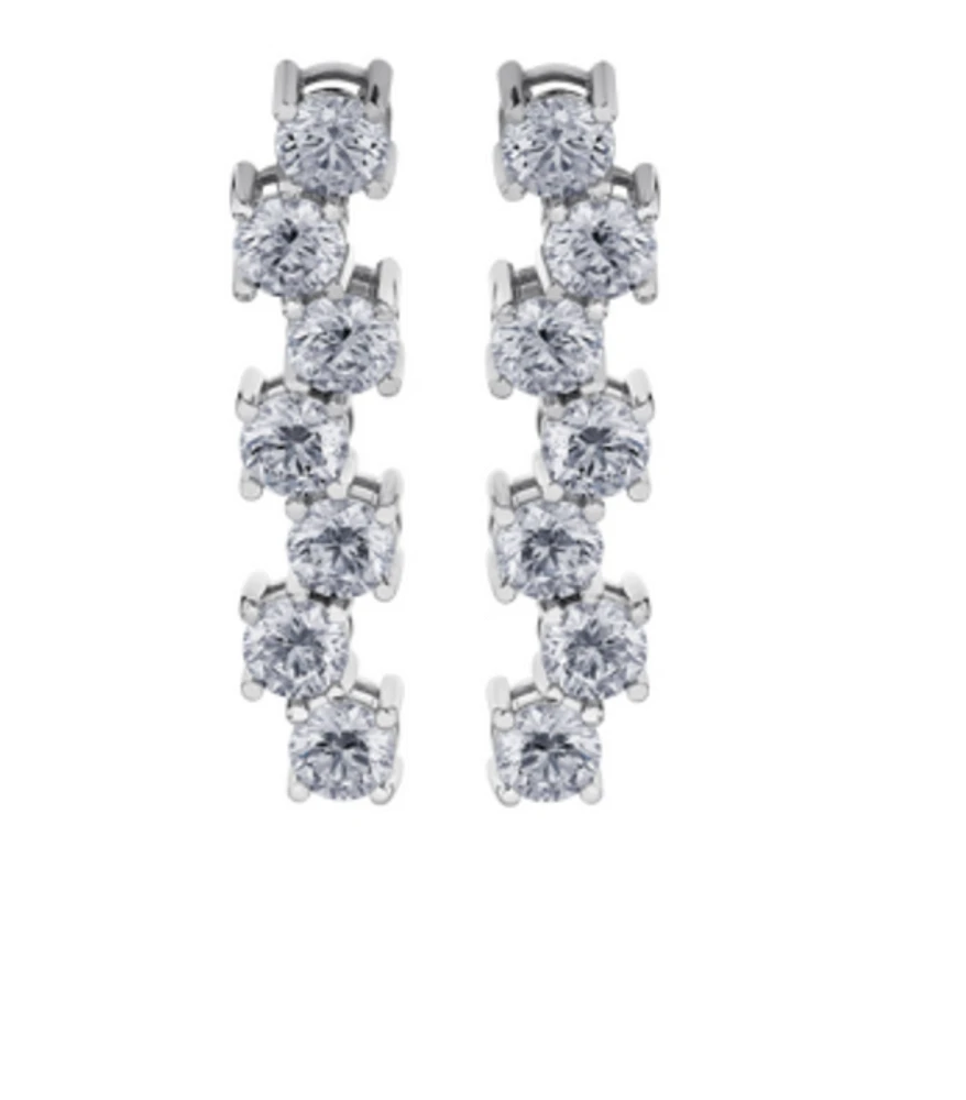 18K White Gold & Palladium Alloy (hypoallergenic) 5.51cttw Canadian Diamond Drop Earrings
