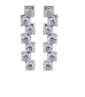 18K White Gold & Palladium Alloy (hypoallergenic) 5.51cttw Canadian Diamond Drop Earrings