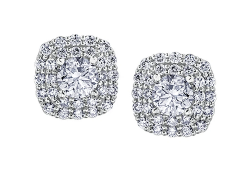 18K White Gold & Palladium Alloy (hypoallergenic) 1.00cttw Canadian Diamond Stud Earrings