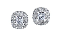 18K White Gold & Palladium Alloy (hypoallergenic) 1.00cttw Canadian Princess Cut Diamond Stud Earrings