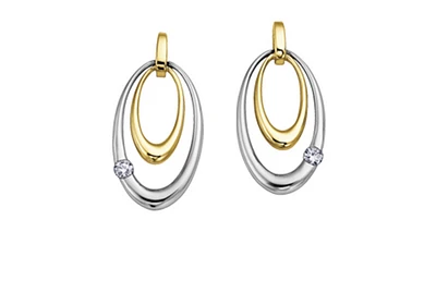 14K White & Yellow Gold 0.08cttw Canadian  Diamond Earrings 