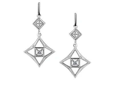 10K White Gold 0.20cttw Canadian Diamond Dangle Earrings