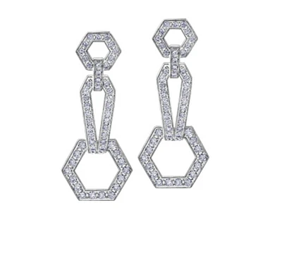 18K White Gold & Palladium Alloy (hypoallergenic) 3.30cttw Canadian Diamond Drop Earrings