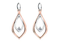 14K White & Rose Gold 0.04cttw Canadian Diamond Drop Earrings 