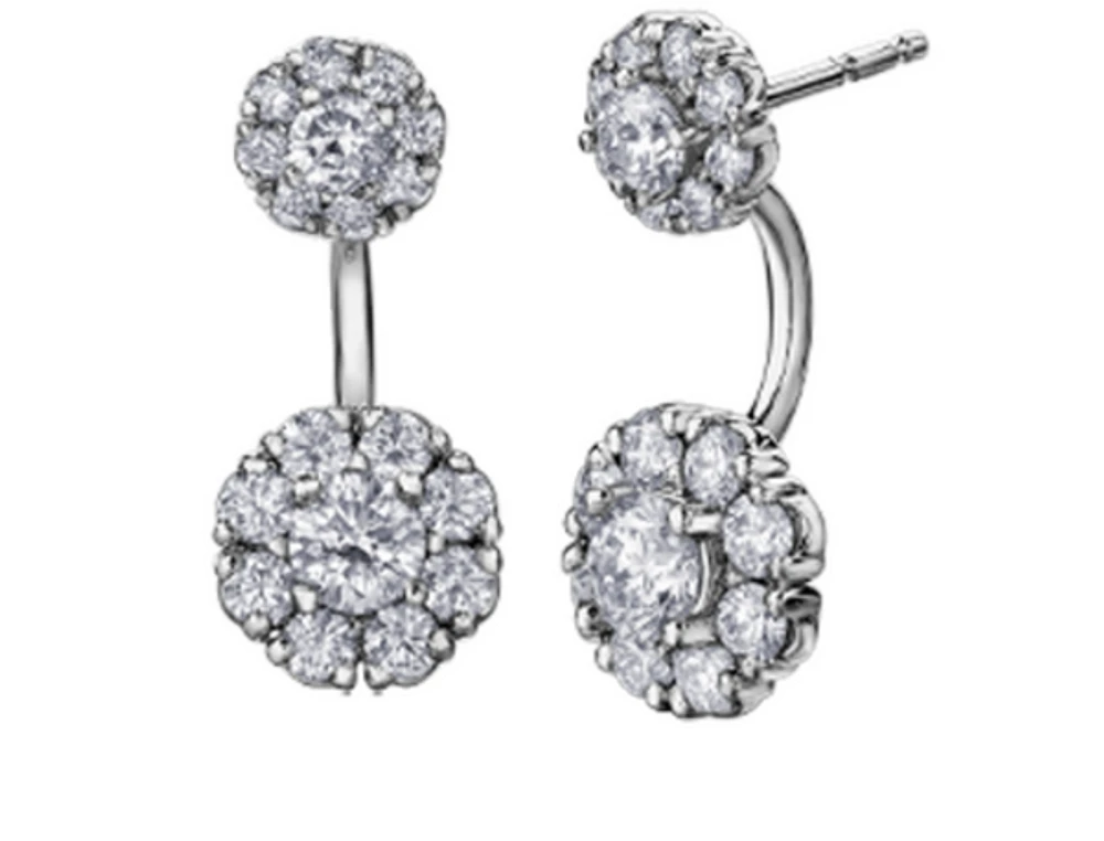 14K White Gold 2.00cttw Canadian Diamond Stud Earrings