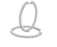 14K White Gold & Palladium Alloy (hypoallergenic) 2.00-4.00cttw Canadian Diamond Hoop Earrings - / Carat Total
