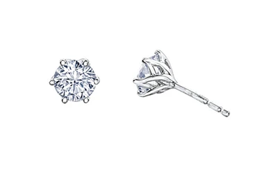 18K White Gold & Palladium Alloy (hypoallergenic)0.76-1.40cttw Canadian Diamond Stud Earrings - / Carat Total