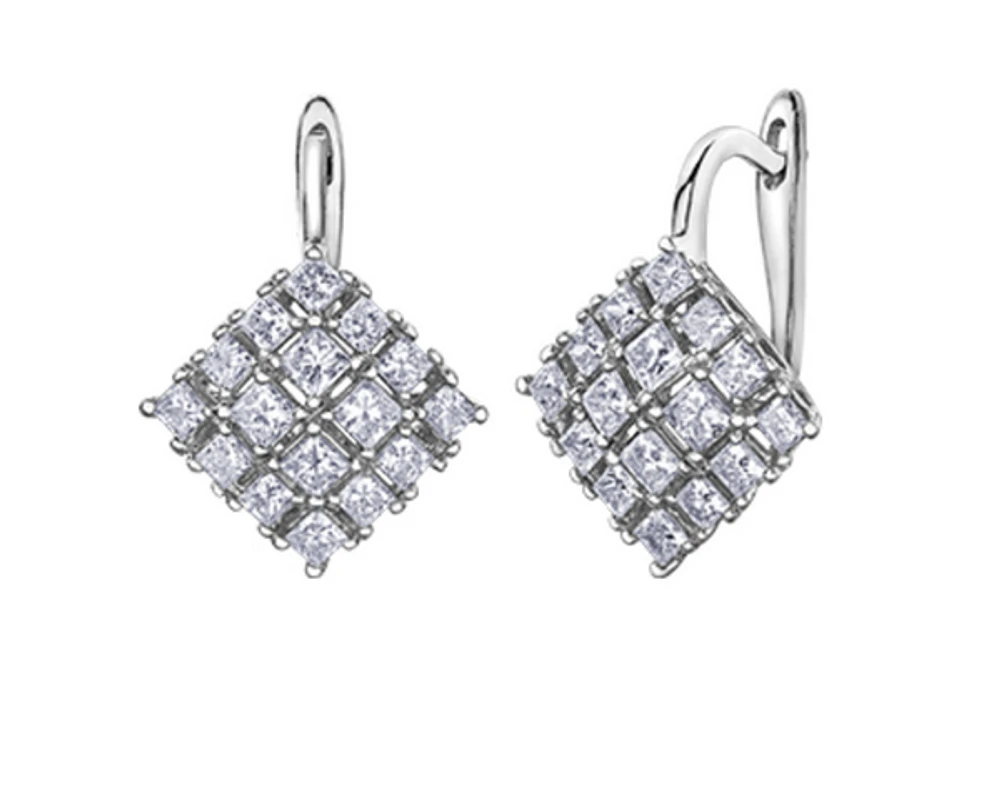 18K White Gold & Palladium Alloy (hypoallergenic) 1.52-2.84cttw Canadian Diamond Drop Earrings - / Carat Total