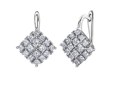 18K White Gold & Palladium Alloy (hypoallergenic) 1.52-2.84cttw Canadian Diamond Drop Earrings - / Carat Total