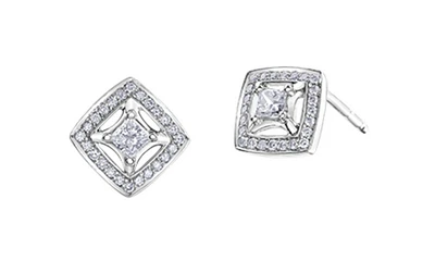 18K White Gold & Palladium Alloy (hypoallergenic) 0.32cttw Canadian Diamond Stud Earrings
