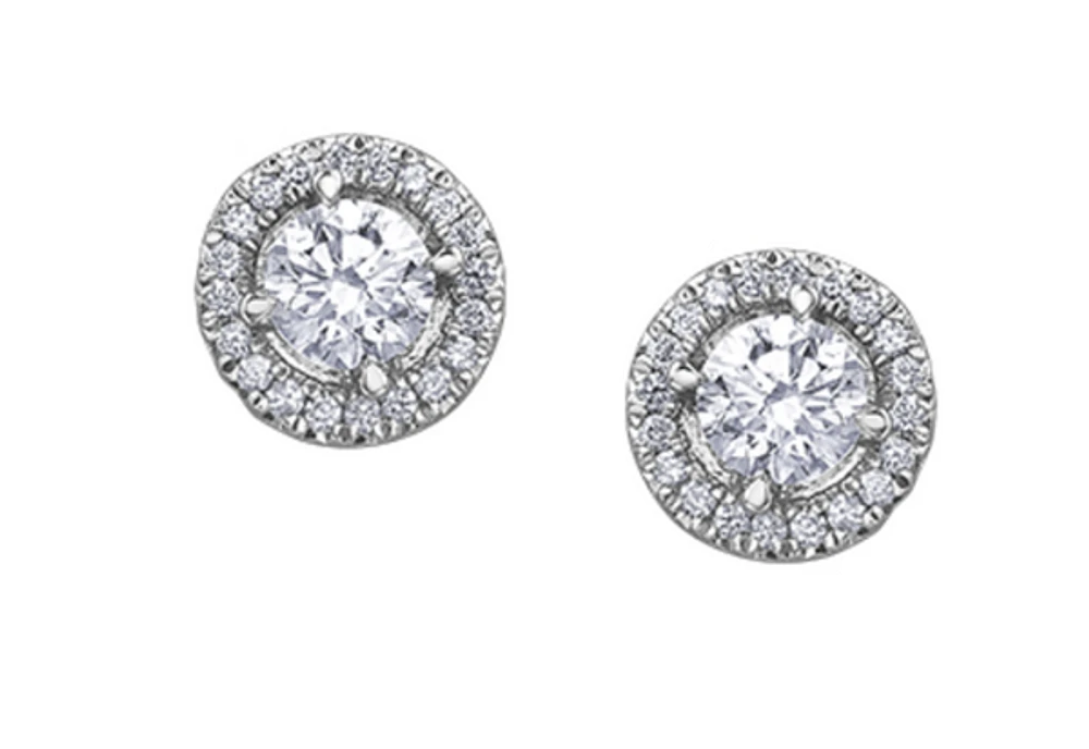 18K White Gold & Palladium Alloy (hypoallergenic) 0.50cttw Canadian Diamond Stud Earrings