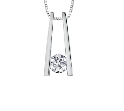 18K White Gold & Palladium Alloy(hypoallergenic) 0.30cttw Canadian Diamond Pendant
