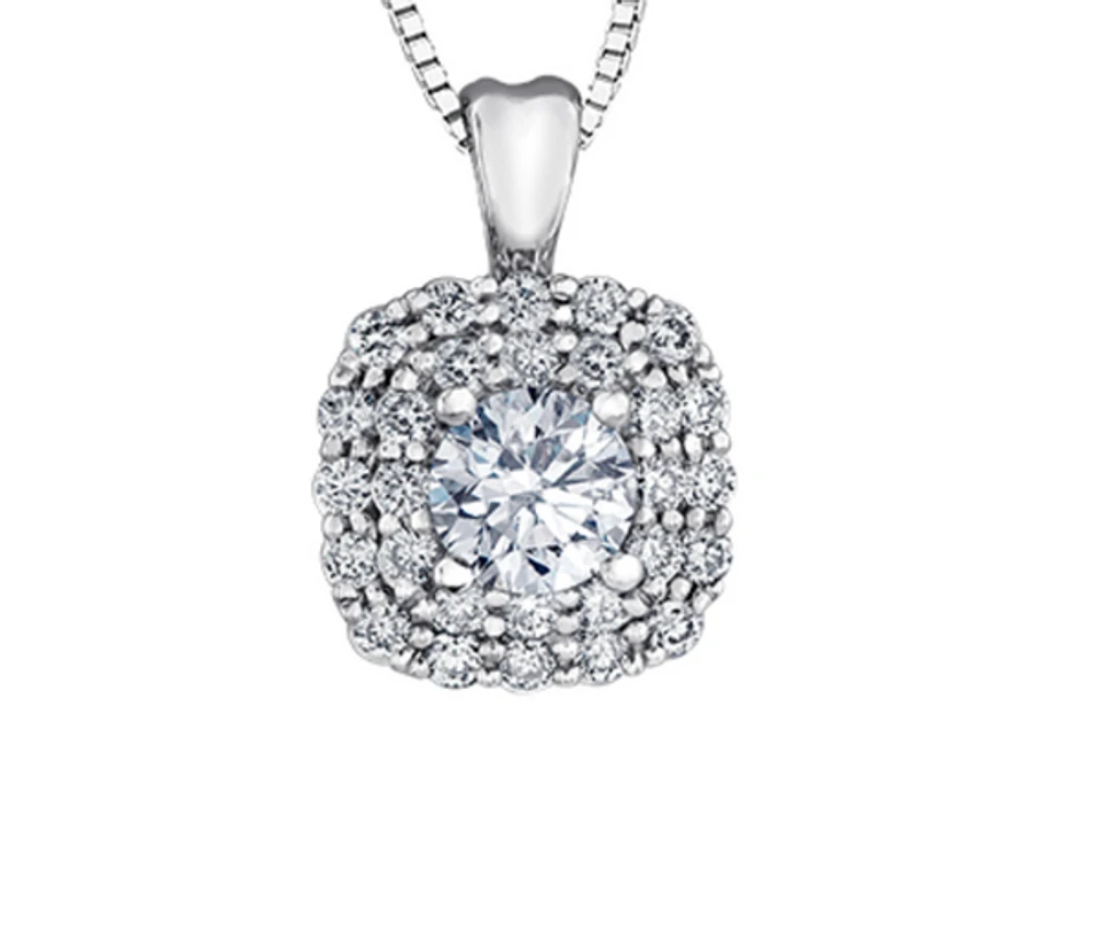 18K White Gold & Palladium Alloy(hypoallergenic) 0.50cttw Canadian Diamond Pendant