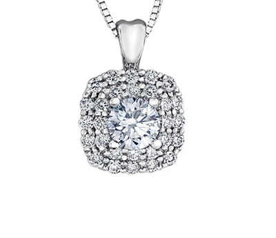 18K White Gold & Palladium Alloy(hypoallergenic) 0.50cttw Canadian Diamond Pendant