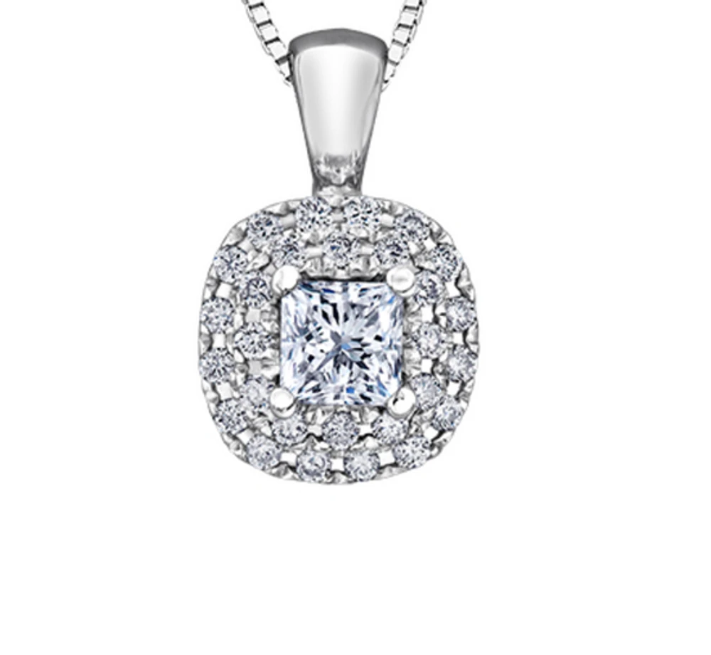 18K White Gold & Palladium Alloy(hypoallergenic) 0.50cttw Canadian Princess Diamond Pendant