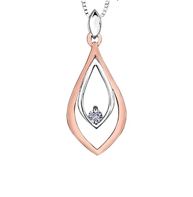 14K White & Rose Gold 0.06cttw Canadian Diamond Pendant