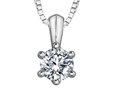 18K White Gold & Palladium Alloy(hypoallergenic) 0.10-0.25cttw Canadian Diamond Pendant - / Carat Total