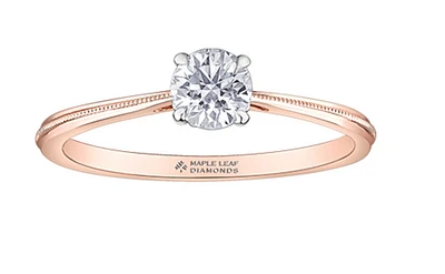 14K Rose Gold 0.40cttw Canadian Diamond Engagement Ring - /