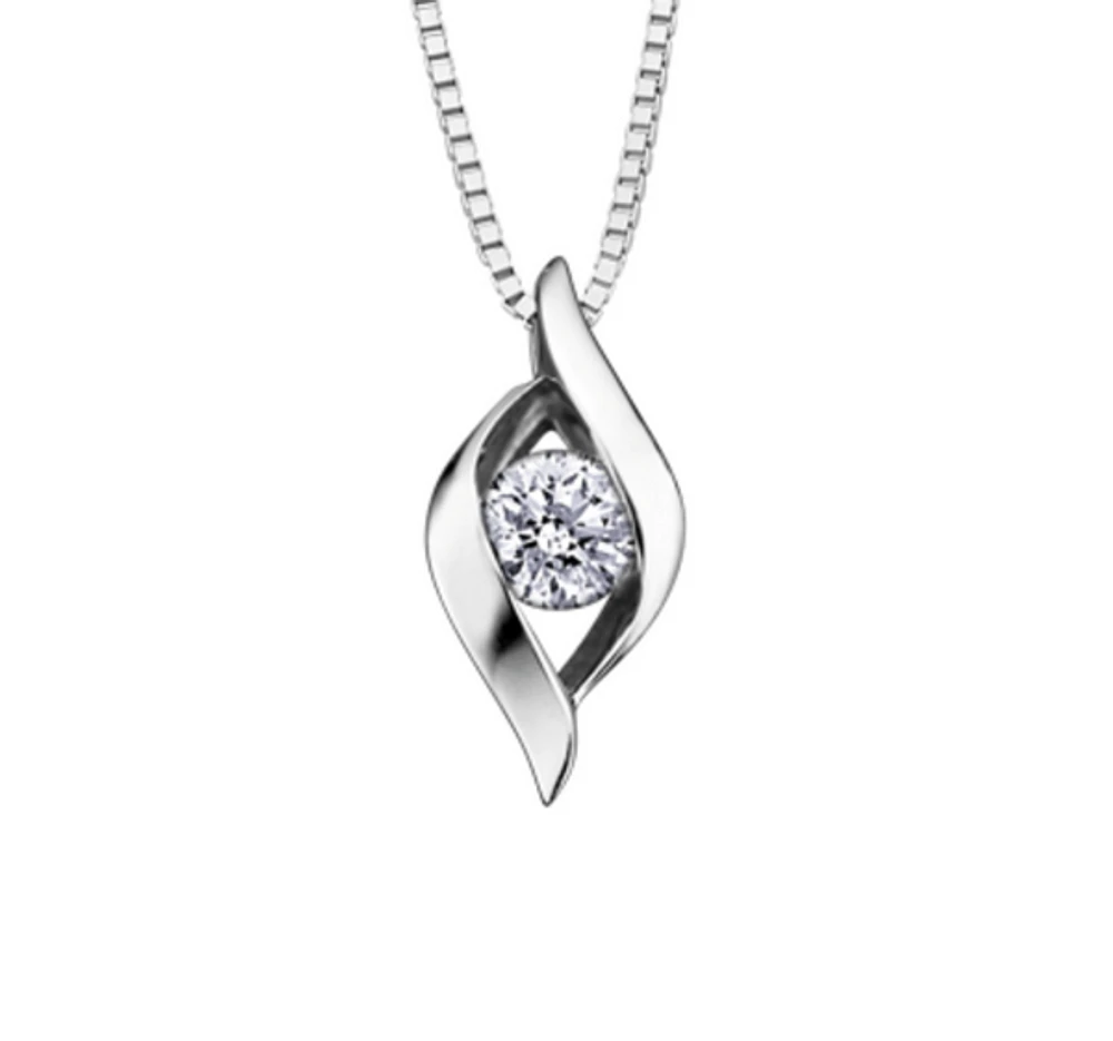 14K White Gold 0.18cttw Canadian Diamond Channel Set Pendant