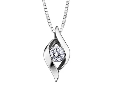 14K White Gold 0.18cttw Canadian Diamond Channel Set Pendant