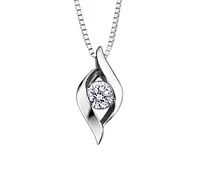 14K White Gold 0.18cttw Canadian Diamond Channel Set Pendant