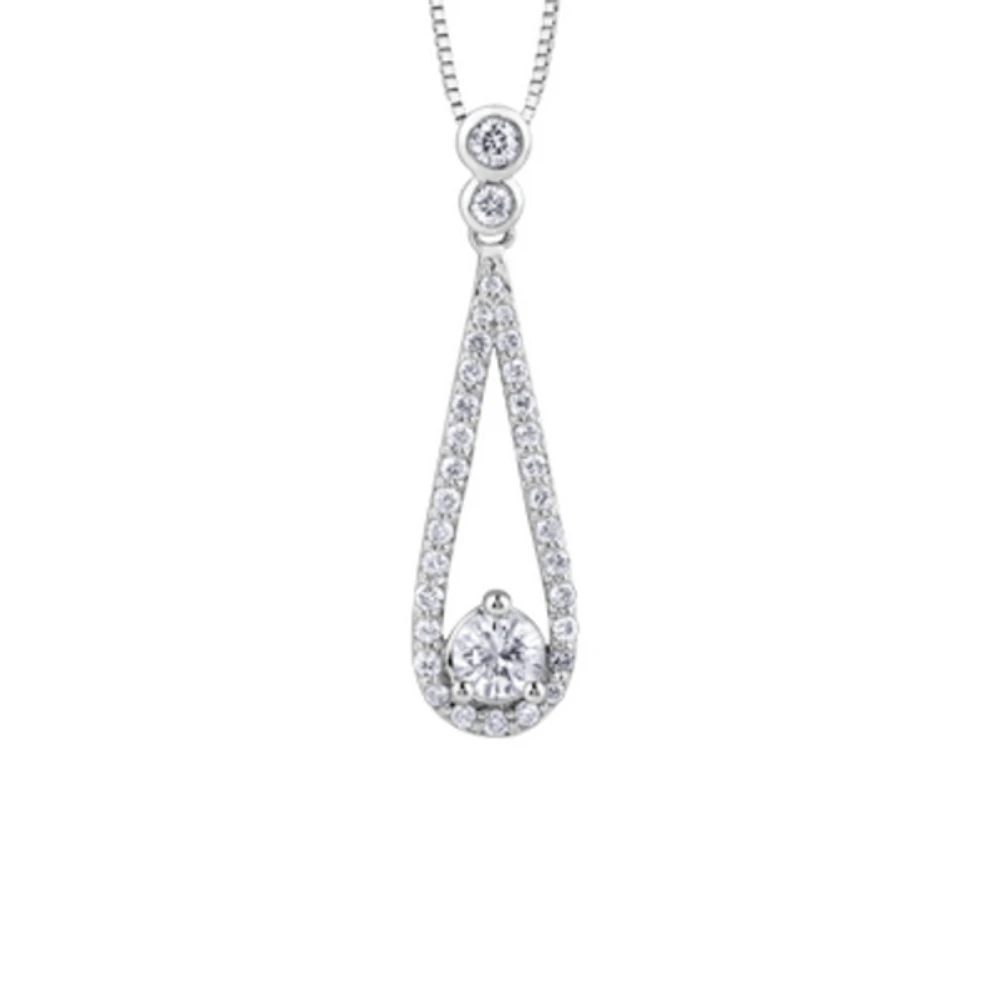 14K White Gold 0.65cttw Canadian Diamond Pendant