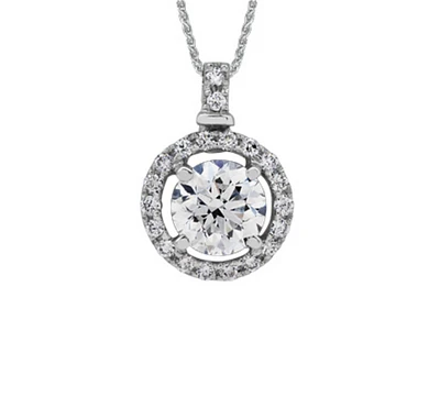 18K White Gold & Palladium Alloy(hypoallergenic) 0.40-0.60cttw Canadian Diamond Halo Pendant - / Carat Total