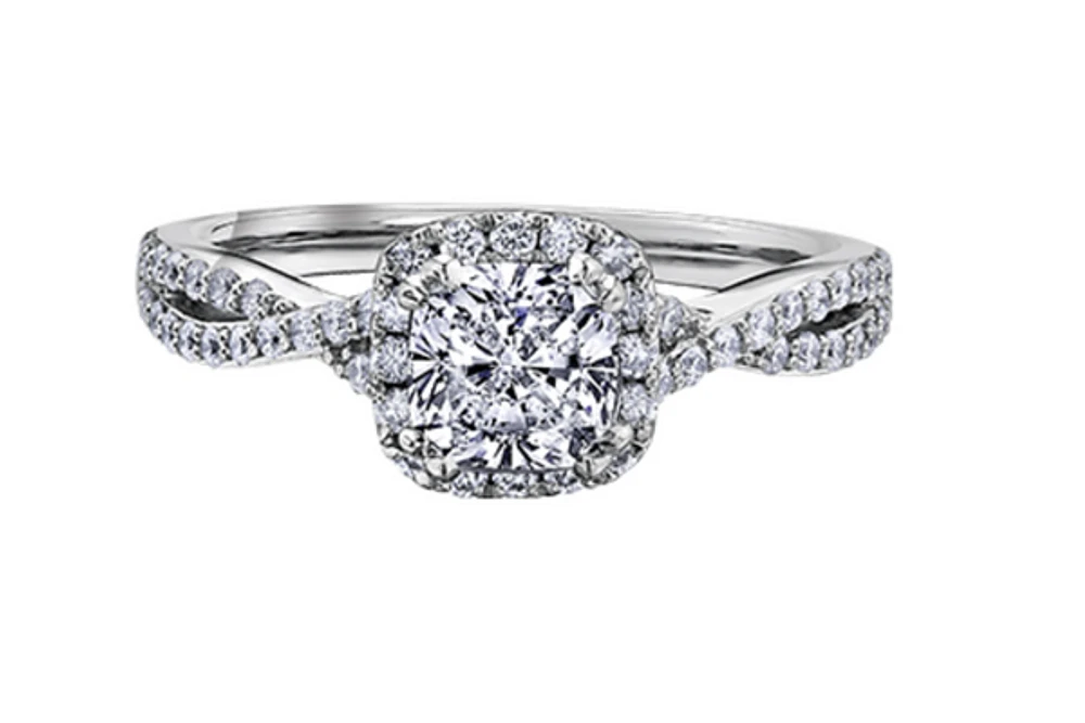 18K White Gold & Palladium Alloy (hypoallergenic) 1.03-1.33cttw Canadian Diamond Engagement Ring - / Carat Total