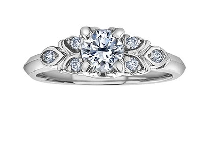 18K White Gold & Palladium Alloy (hypoallergenic) 0.33cttw Canadian Diamond Engagement Ring