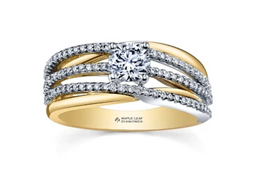 18K White & Yellow Gold With Palladium Alloy (hypoallergenic) 0.80cttw Canadian Diamond Engagement Ring
