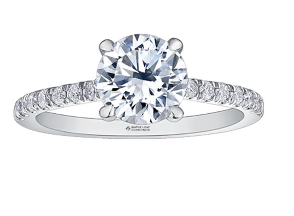 18K Yellow Gold & Palladium Alloy (hypoallergenic) 1.25-1.75cttw Canadian Diamond Engagement Ring - / Carat Total