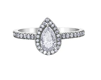 18K White Gold & Palladium Alloy (hypoallergenic) 0.75cttw Canadian Pear Shape Diamond Engagement Ring