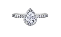 18K White Gold & Palladium Alloy (hypoallergenic) 1.15cttw Canadian Pear Shape Diamond Engagement Ring
