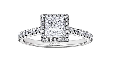 18K White Gold & Palladium Alloy (hypoallergenic) 0.53-1.25cttw Canadian Princess Diamond Engagement Ring - / Carat Total