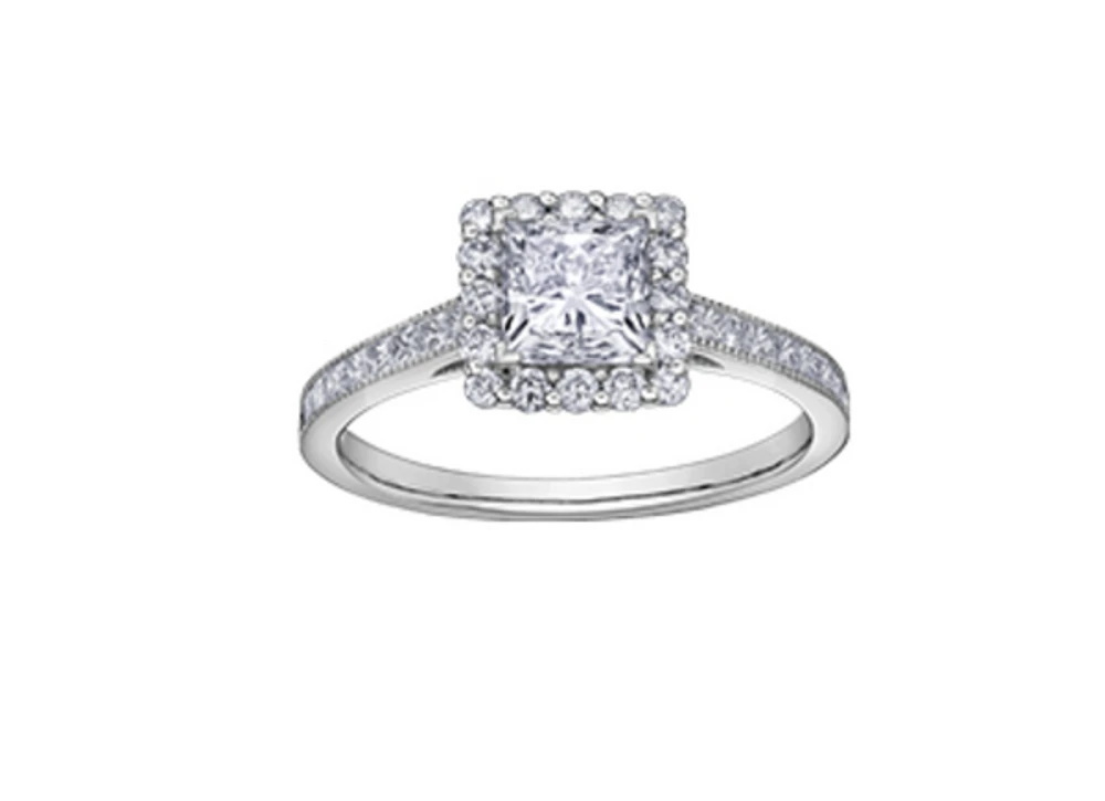 18K White Gold & Palladium Alloy (hypoallergenic) 1.26-1.60cttw Canadian Princess Diamond Engagement Ring - / Carat Total