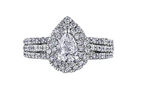 18K White Gold & Palladium Alloy (hypoallergenic) 1.35cttw Canadian Pear Shape Diamond Engagement Ring