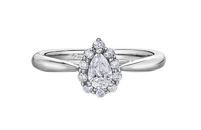 18K White Gold & Palladium Alloy (hypoallergenic) 0.50cttw Canadian Pear Shape Diamond Engagement Ring