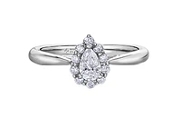 18K White Gold & Palladium Alloy (hypoallergenic) 0.50cttw Canadian Pear Shape Diamond Engagement Ring