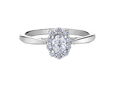 18K White Gold & Palladium Alloy (hypoallergenic) 0.50cttw Canadian Oval Shape Diamond Engagement Ring