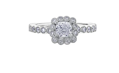 18K White Gold & Palladium Alloy (hypoallergenic) 1.02-1.17cttw Canadian Diamond Engagement Ring - / Carat Total