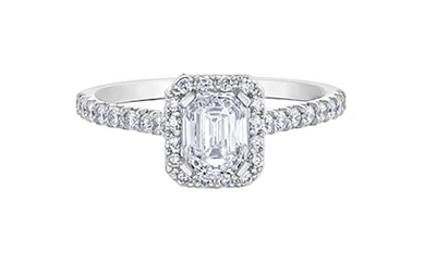 18K White Gold & Palladium Alloy (hypoallergenic) 1.47cttw Canadian Emerald Cut Diamond Engagement Ring