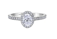 18K White Gold & Palladium Alloy (hypoallergenic) 0.54-1.32cttw Canadian Oval Shape Diamond Engagement Ring - / Carat Total