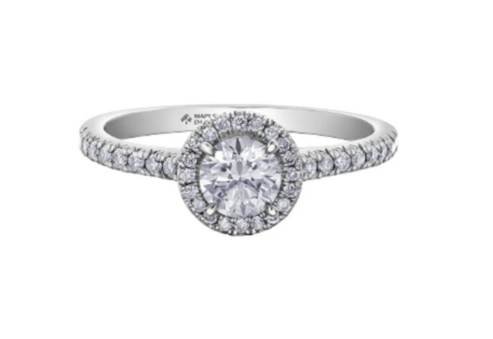 18K White Gold & Palladium Alloy (hypoallergenic) 0.76-1.32cttw Canadian Round Shape Diamond Engagement Ring - / Carat Total