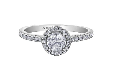 18K White Gold & Palladium Alloy (hypoallergenic) 0.76-1.32cttw Canadian Round Shape Diamond Engagement Ring - / Carat Total