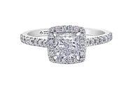 18K White Gold & Palladium Alloy (hypoallergenic) 1.31cttw Canadian Cushion Shape Diamond Engagement Ring