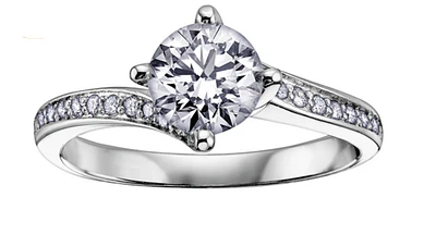 18K White Gold & Palladium Alloy (hypoallergenic) -1.15cttw Canadian Diamond Engagement Ring