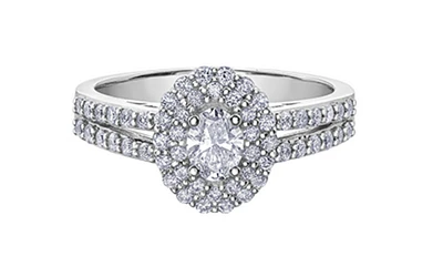 18K White Gold & Palladium Alloy (hypoallergenic)0.81cttw Canadian Diamond Engagement Ring