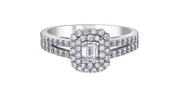 18K White Gold & Palladium Alloy (hypoallergenic) 0.80cttw Canadian Emerald Diamond Engagement Ring